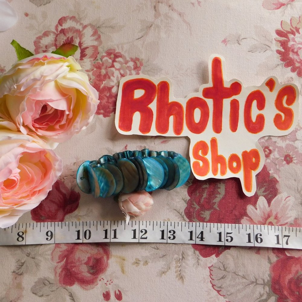 Blue Mother of Pearl Shell Strung Bracelet